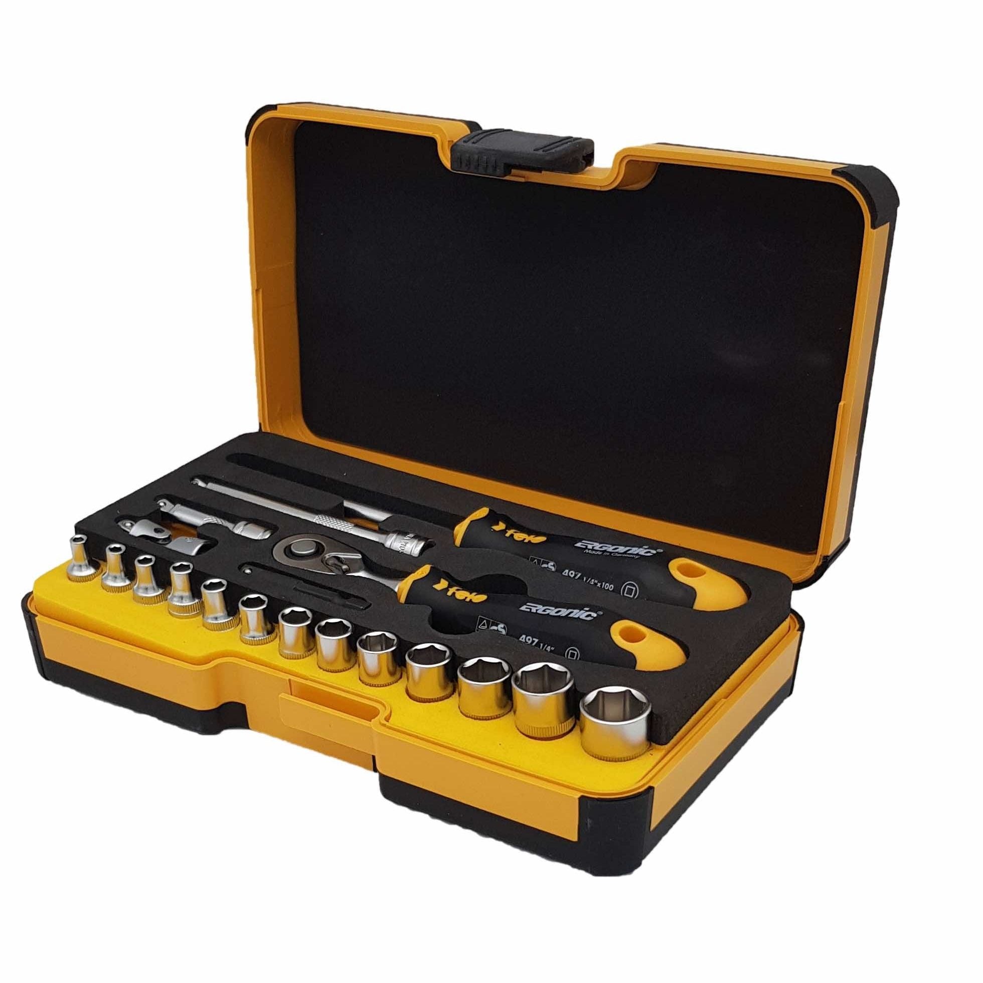 Felo 05781956 R-GO Box Sockets, Ergonic Ratchet - 19pc