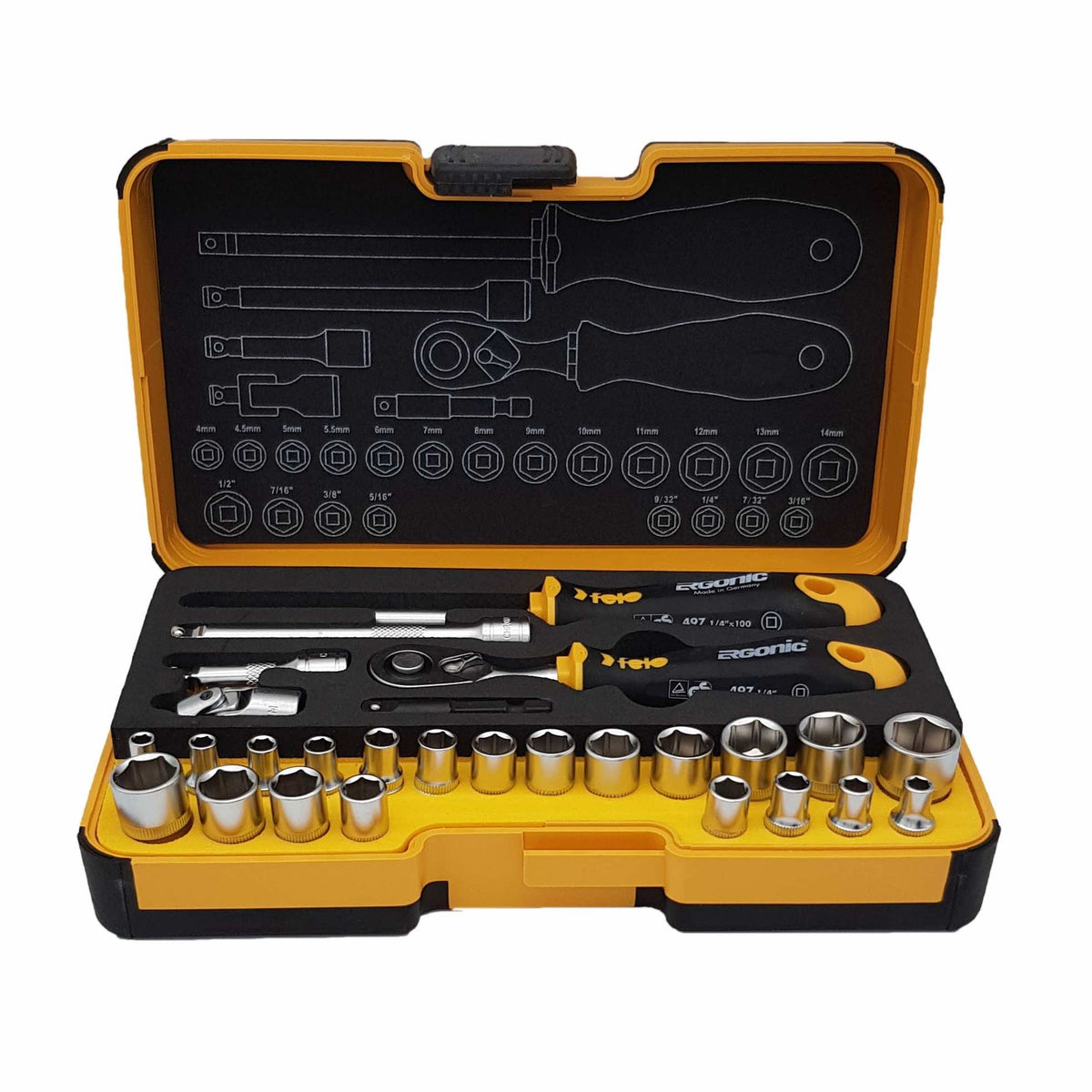 Felo Socket Kit Felo 05782706 R-GO Box Sockets, Ergonic Ratchet, Inch/Metric - 27pc ...