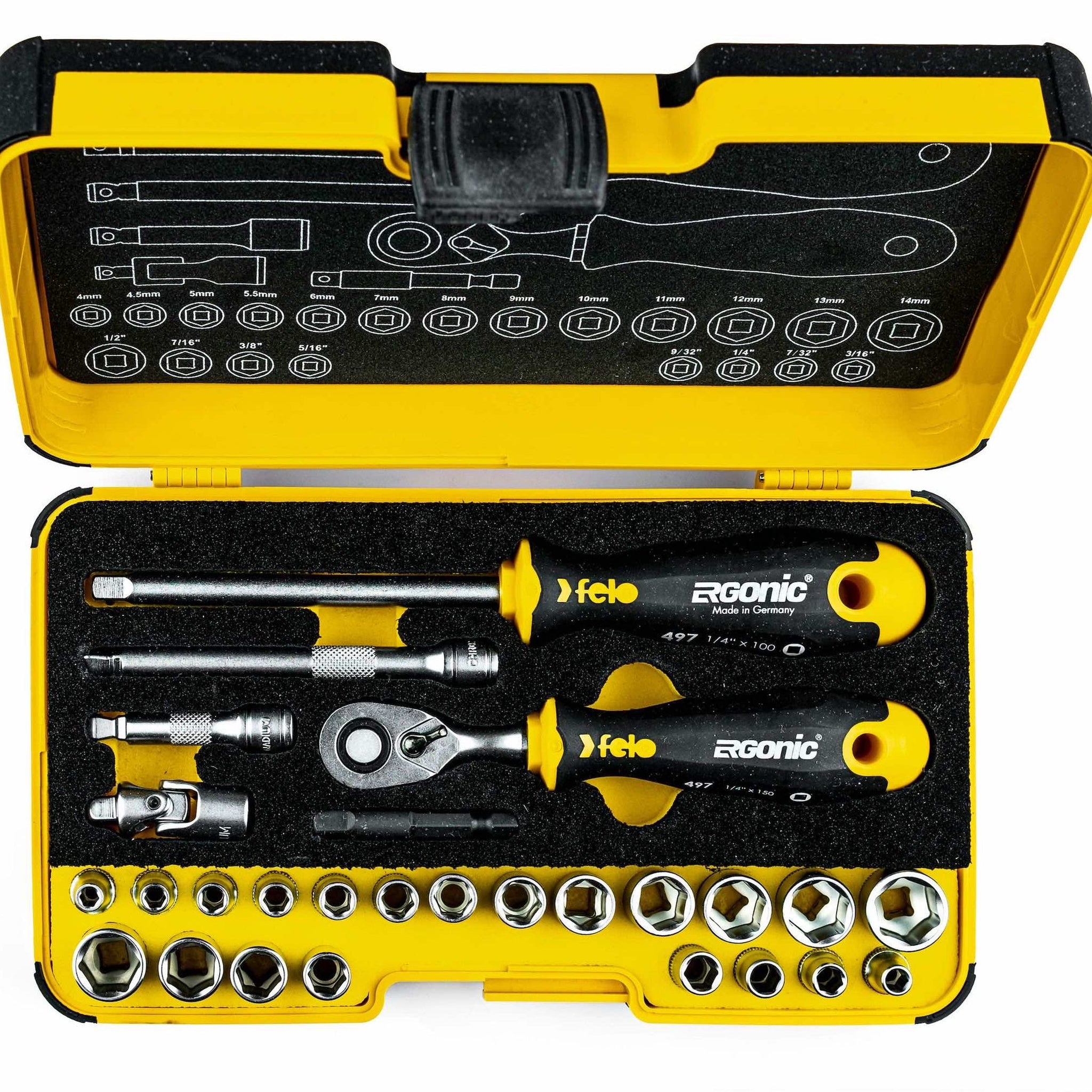 Felo 05782706 R-GO Box Sockets, Ergonic Ratchet, Inch/Metric - 27pc