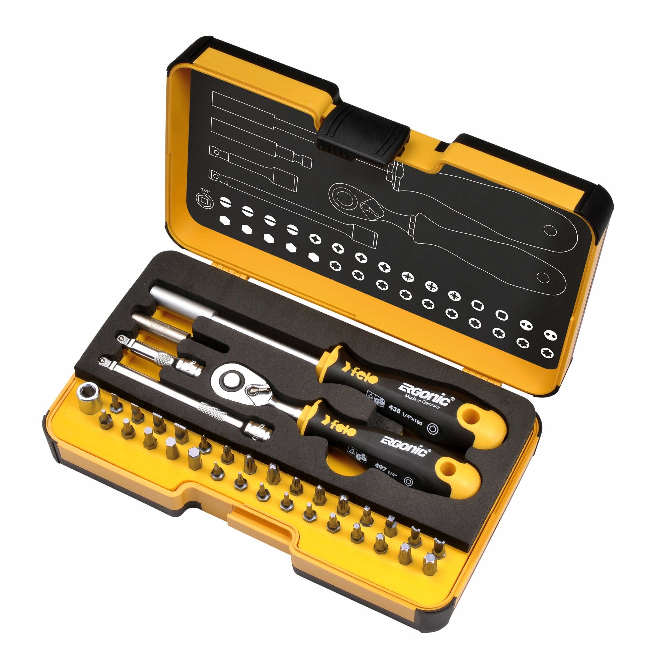 Bit Go Box Felo 05783606 R-GO Box SL, Hex, PH, PZ, TX, SQ Bits Ratchet, Bit Holde ...