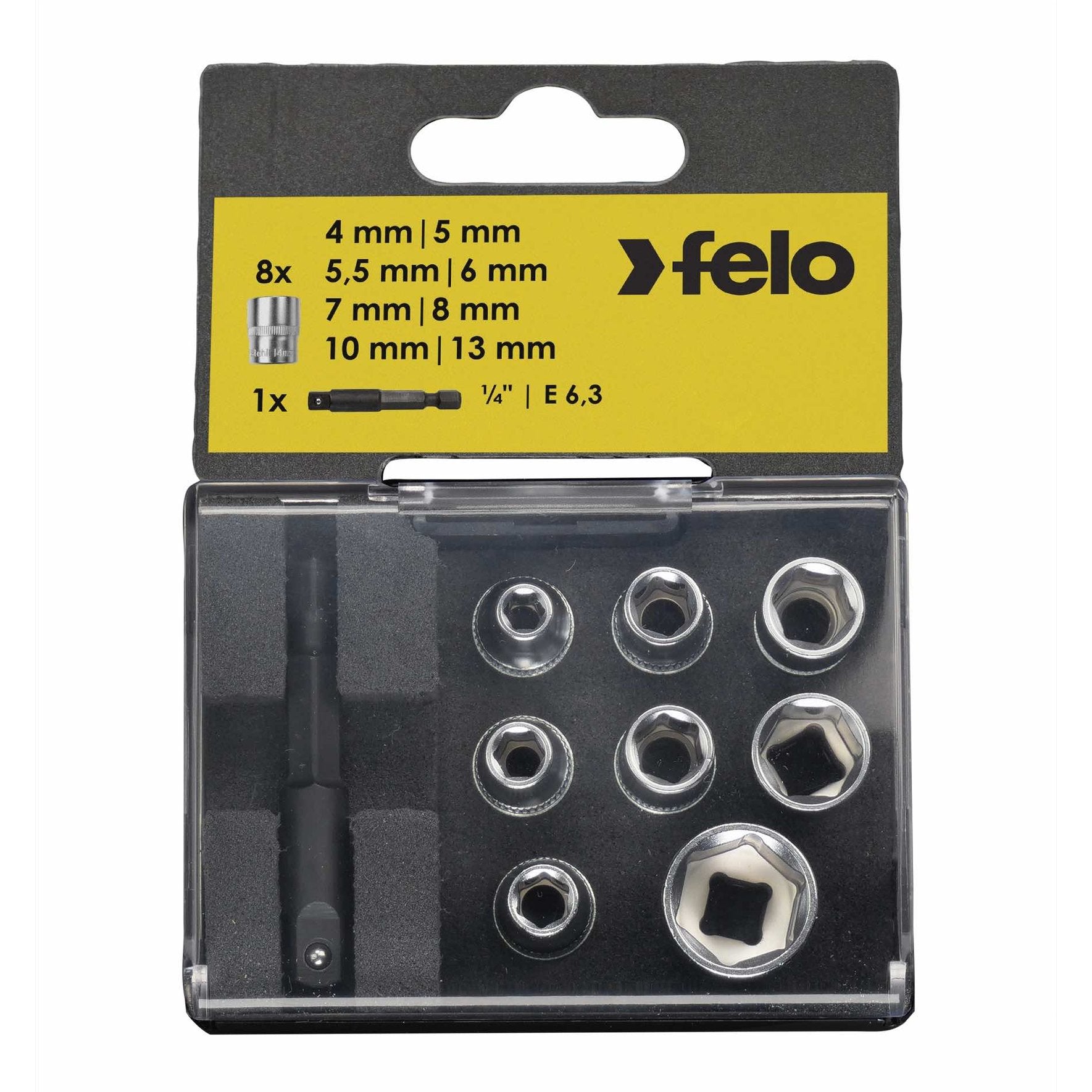 Felo 05798106 - 1/4" Drive Nut Box with 8 Metric Sockets & Adapter