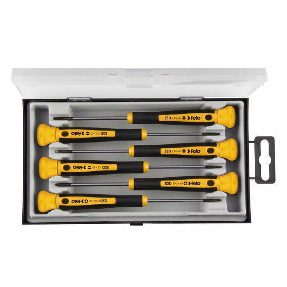 Felo 25096166 ESD 6 Piece Precision Slotted & Phillips Screwdriver Set