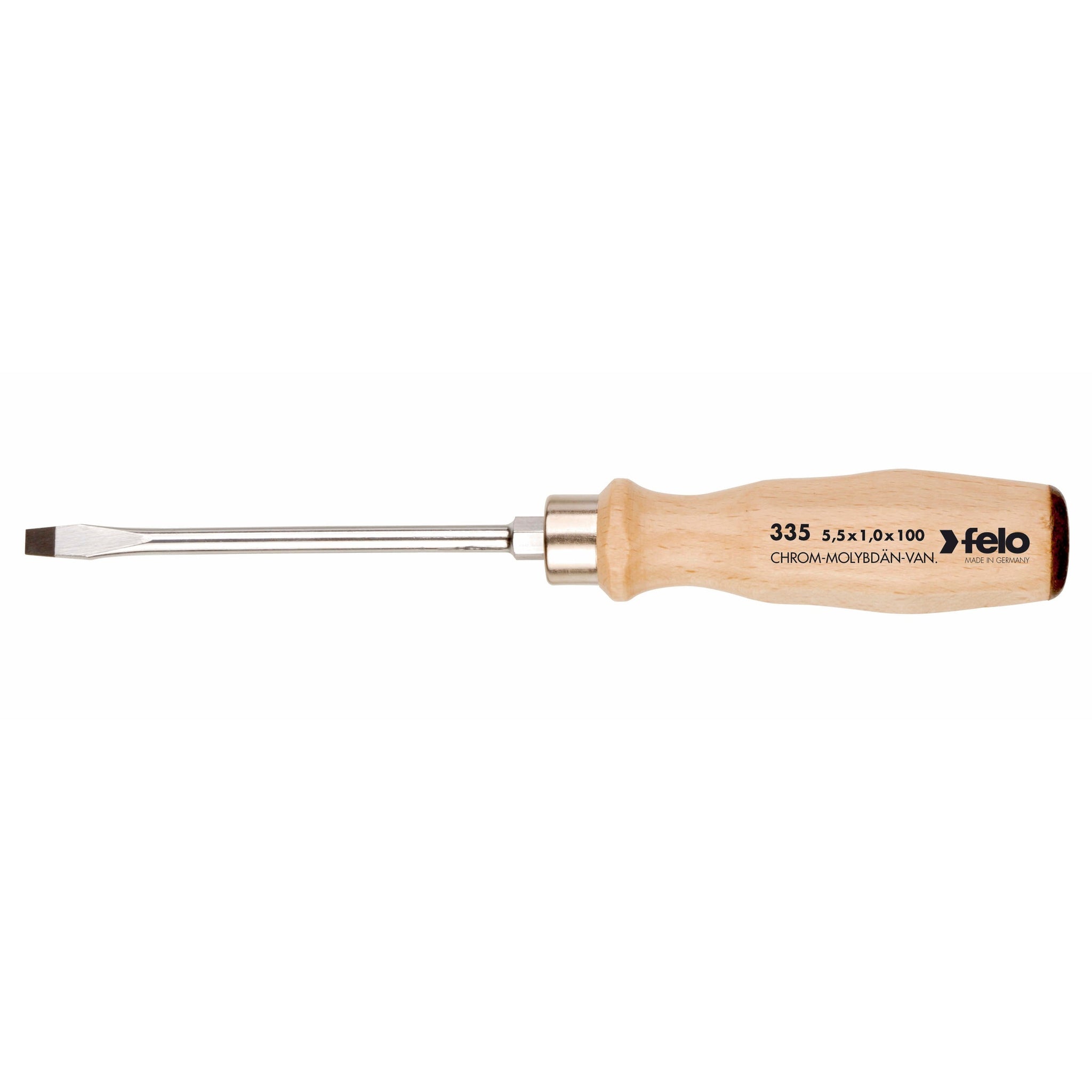Felo 33503590 3.5 x 75mm Wood Handle Slotted Screwdriver