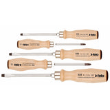 Felo 33595298 Wood Handle Slotted & Pozidriv Screwdriver Set, 5 Pieces