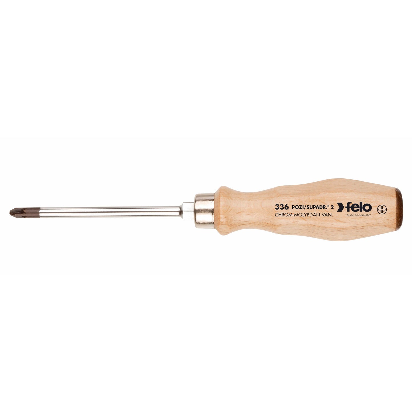 Felo 33620390 #2 x 100mm Wood Handle Pozidriv Screwdriver