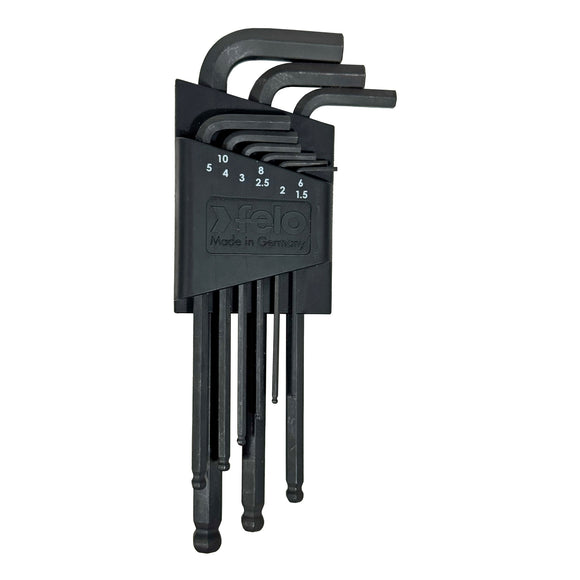 Felo 36500011 Black Oxide Ball End Metric Hex L-Key Set, 1.5 - 10 mm, 9 Pieces
