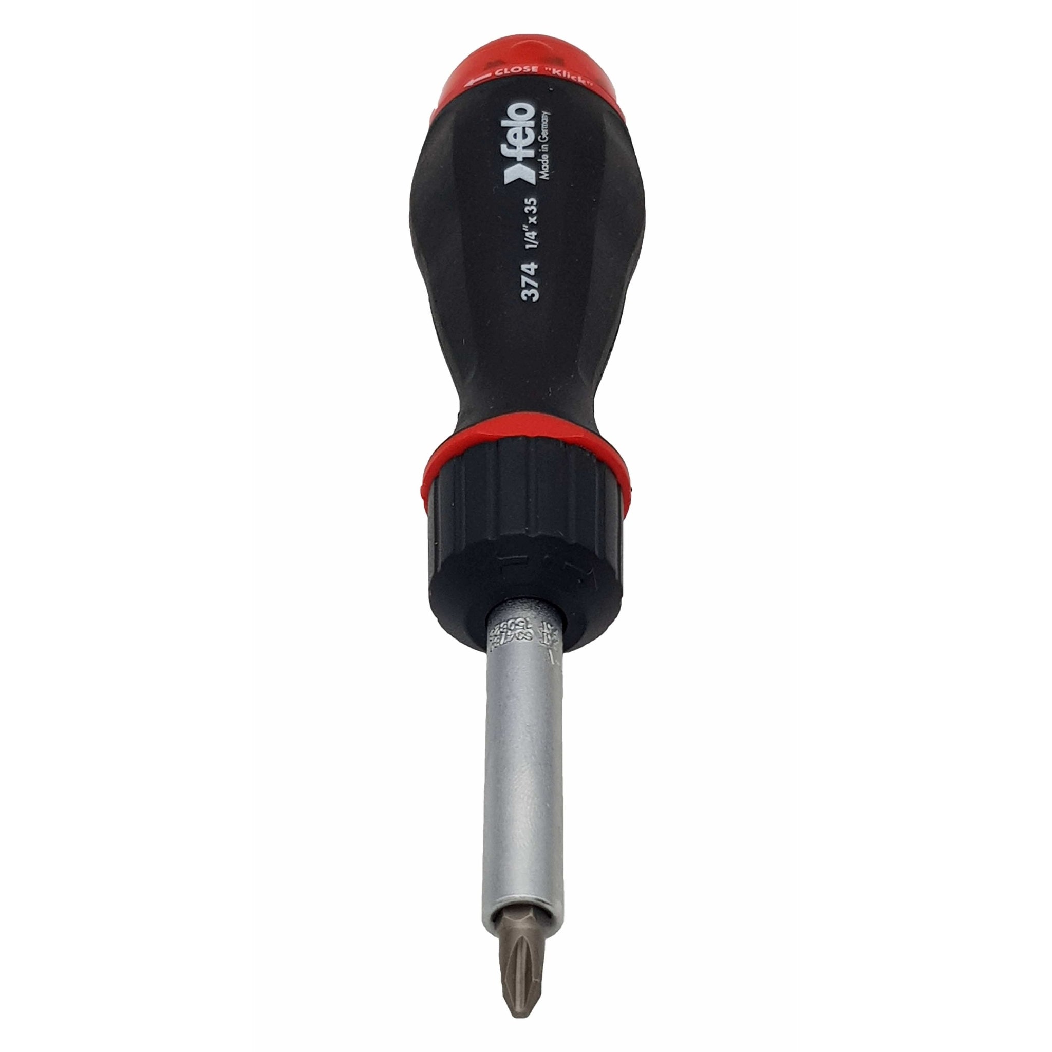 Felo 37420405 Magazine Handle Ratcheting Bitholder, SL/PZ/PH/Torx, 181 mm, 8 Pieces
