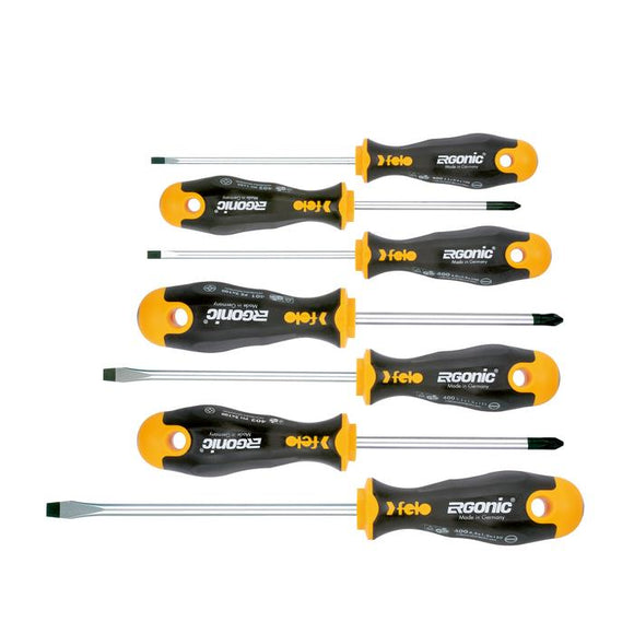 Felo 40097118 Ergonomic 7 Piece Slotted, Pozidriv, and Phillips