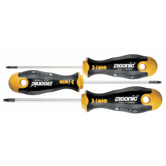 Felo 40893148 Ergonic 3 Piece Torx Screwdriver Set - T10, T15, T20