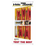 Felo 41396398 Ergonic VDE Insulated Slotted/Phillips Screwdriver Set, 6 Pieces