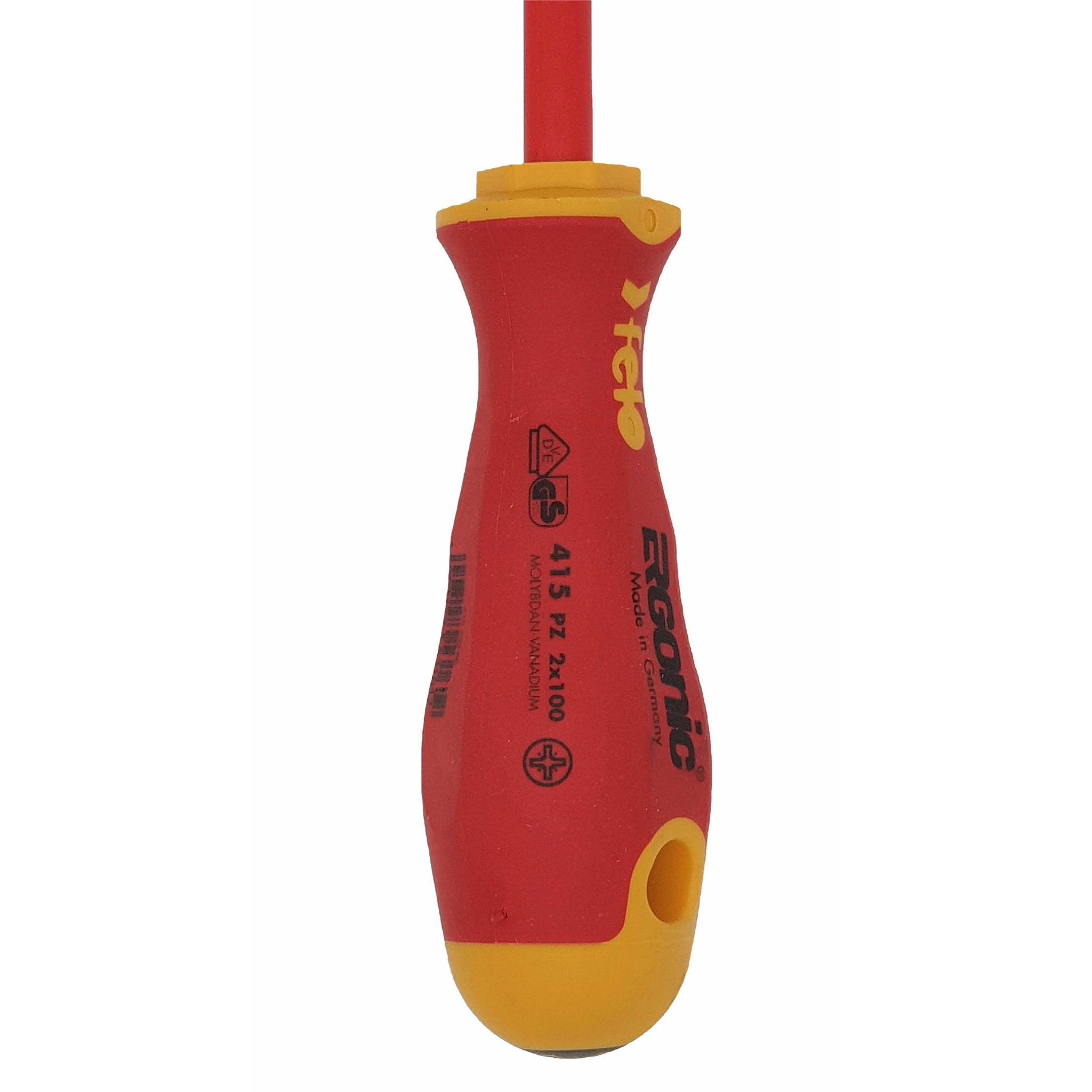 Felo 41520390 Ergonic VDE Insulated Pozidriv Screwdriver, PZ 2 x 100