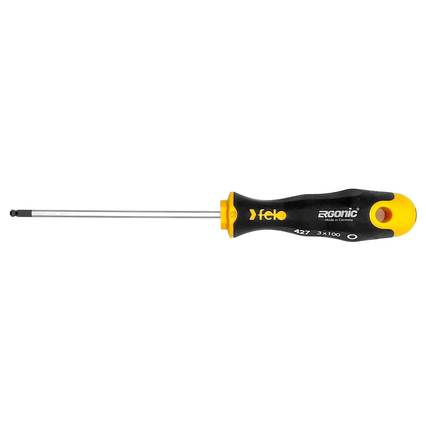 Felo 42730340 Ergonic Ball End Hex Screwdriver, 3 mm x 100 mm