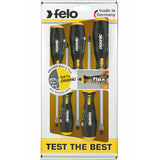 Felo 45095148 Ergonic with Striking Cap Slotted & Phillips PH2 + PH3 Screwdriver Set, 5 Pieces