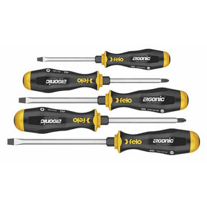 Felo 45095248 Ergonic with Striking Cap Slotted & Phillips Screwdriver Set, 5 Pieces