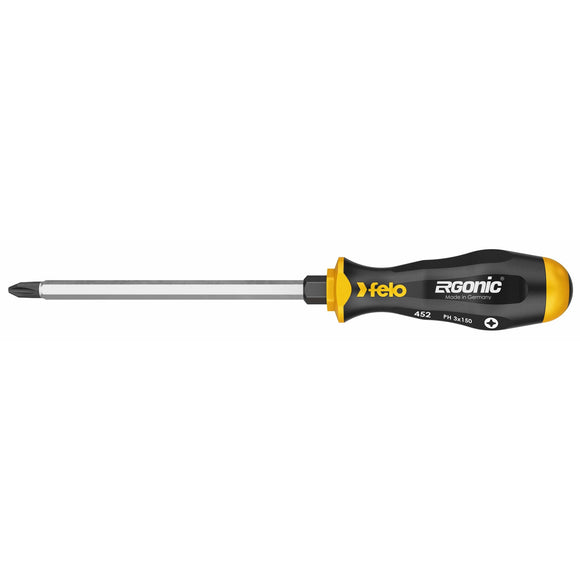 Felo 45230540 Ergonic #3 x 150mm Phillips Screwdriver - Hex Bolster and Striking Cap