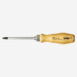 Felo 33610290 #1 x 80mm Wood Handle Pozidriv Screwdriver