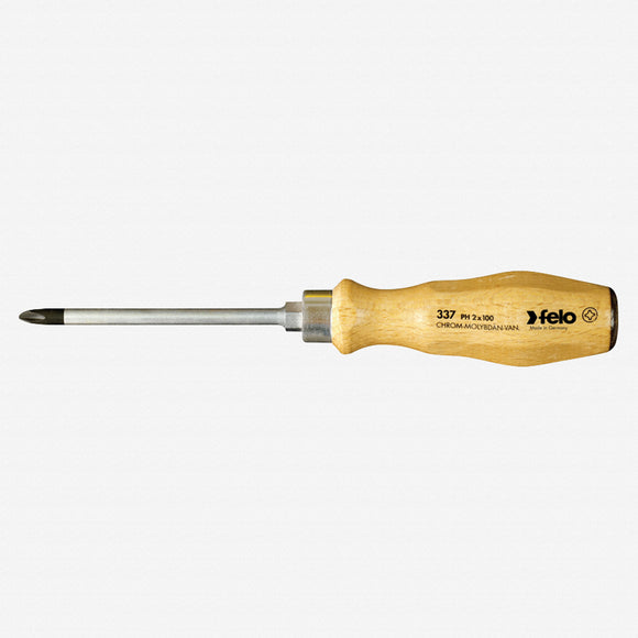 Felo 33610290 #1 x 80mm Wood Handle Pozidriv Screwdriver