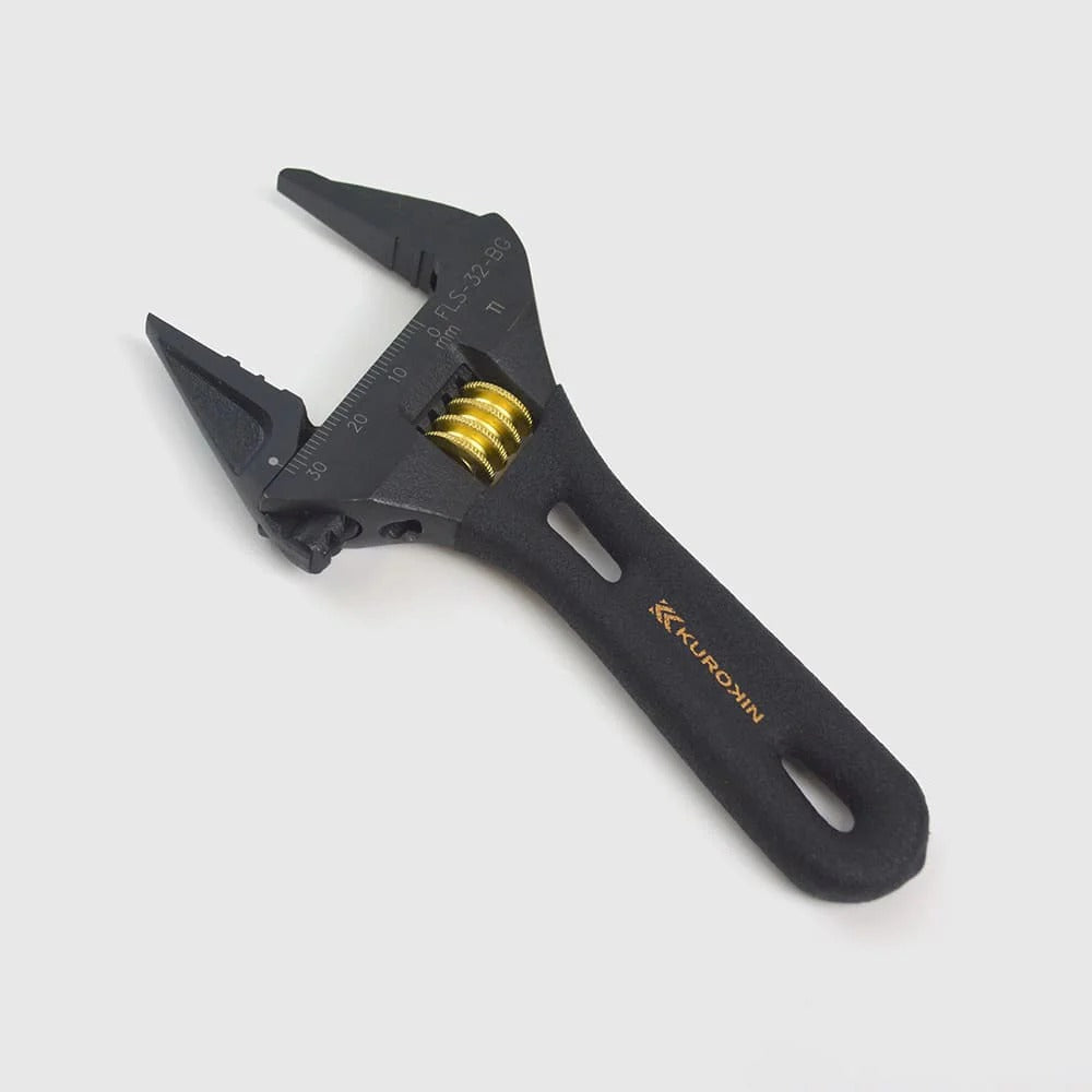 Fujiya Kurokin FLS-32-BG Short Shank Adjustable Wrench with Serrations