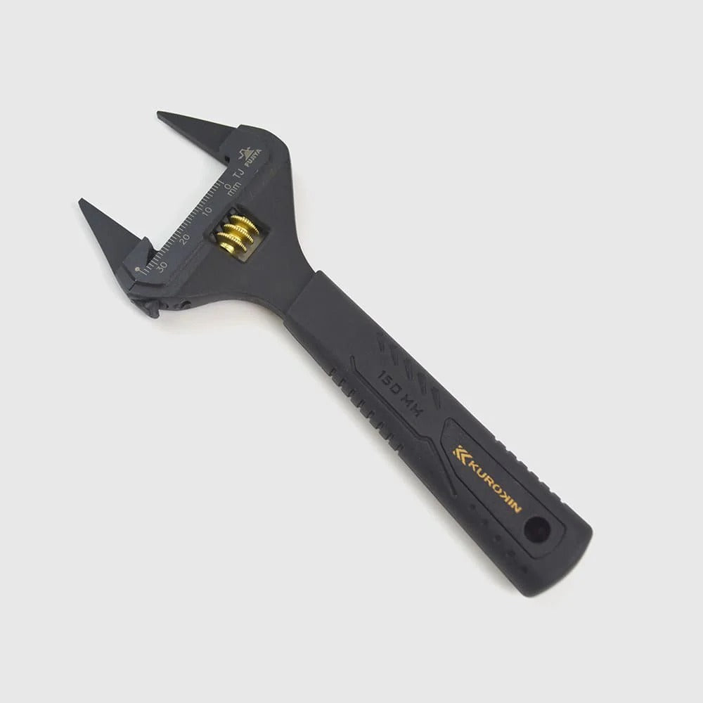 Fujiya Kurokin FLT-34-BG Slim Jaw Adjustable Wrench with Grip Handle
