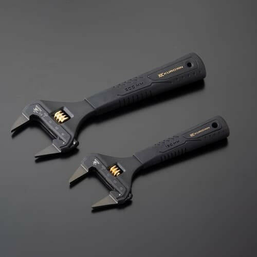 Fujiya Kurokin FLT-38-BG Slim Jaw Adjustable Wrench with Grip Handle