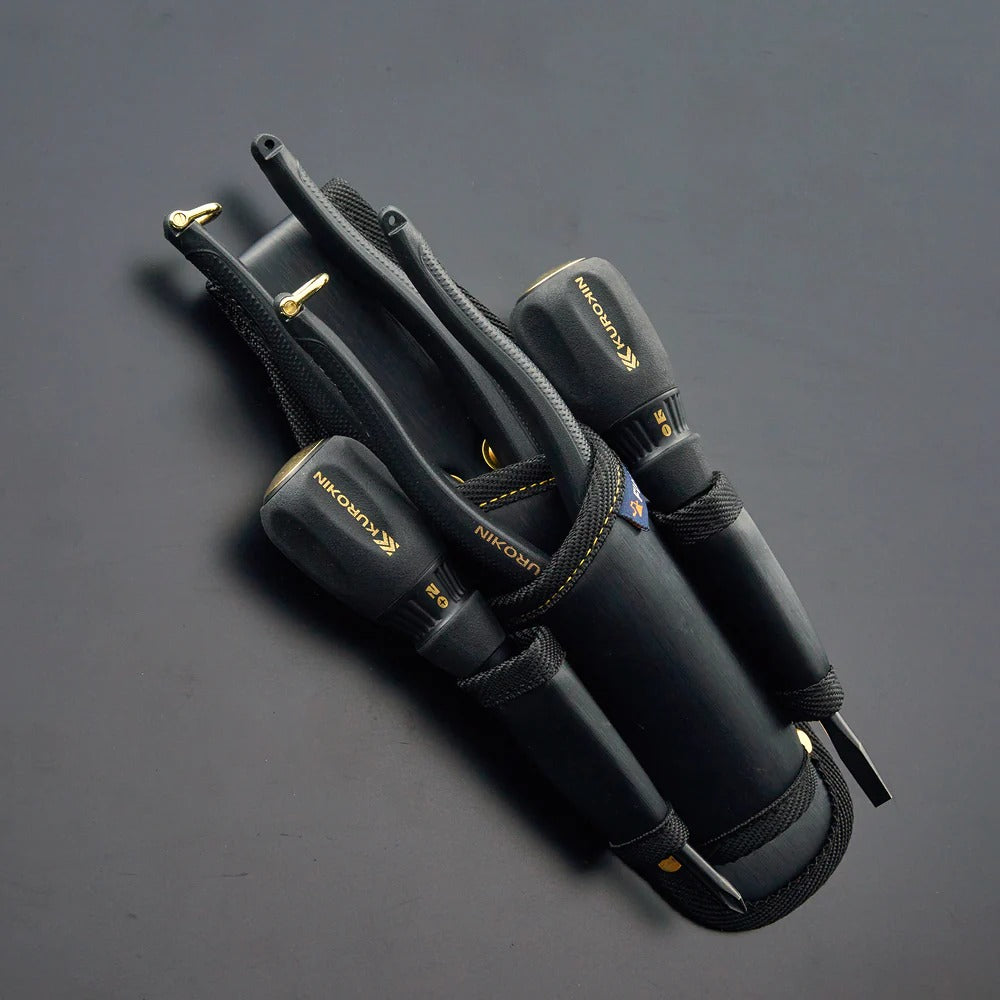 Fujiya Kurokin PS-72BG Water-Repellent PVC 2-Tier Pliers and Screwdriver Holder