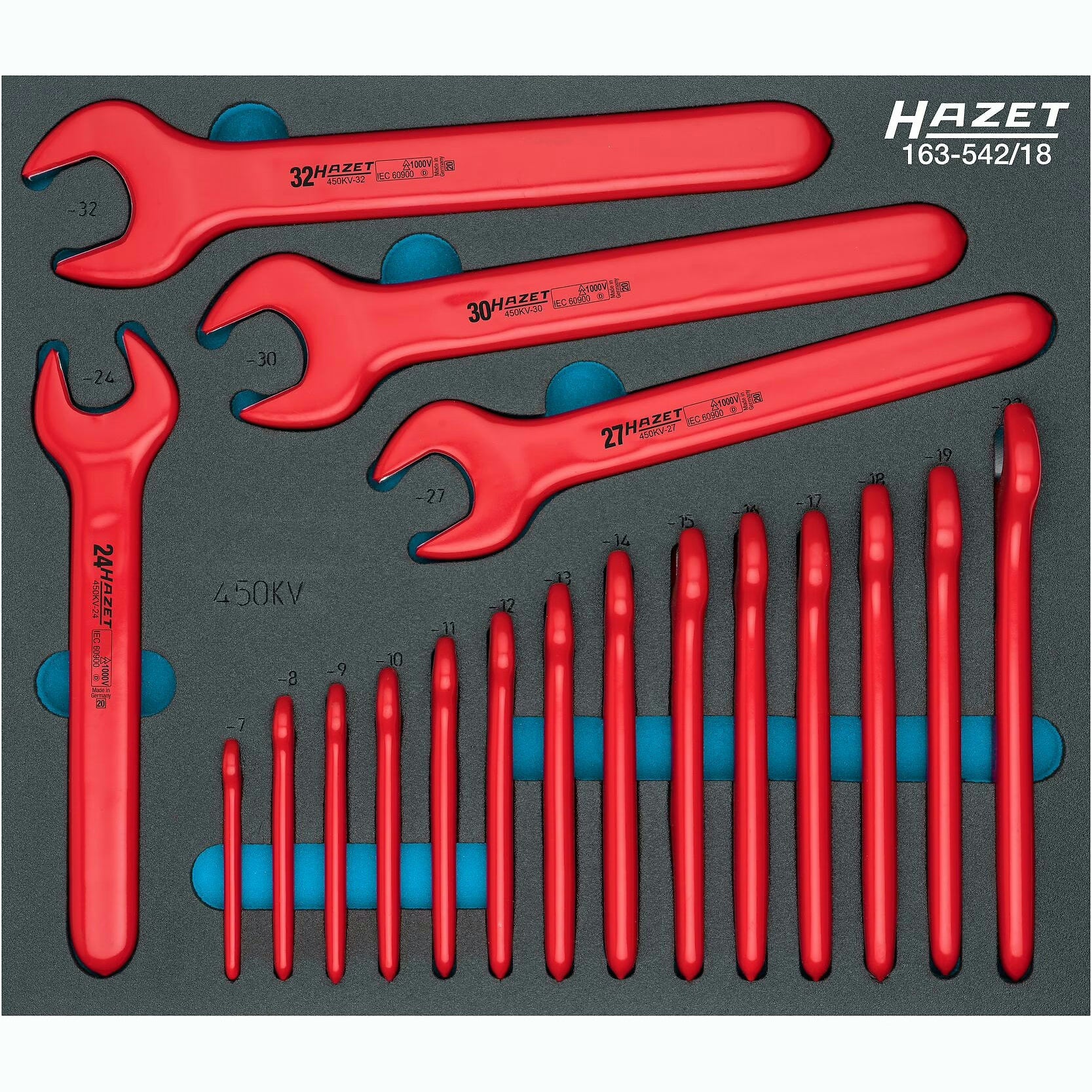 Hazet 163-542/18 Open-end wrench set ∙ with protective insulation