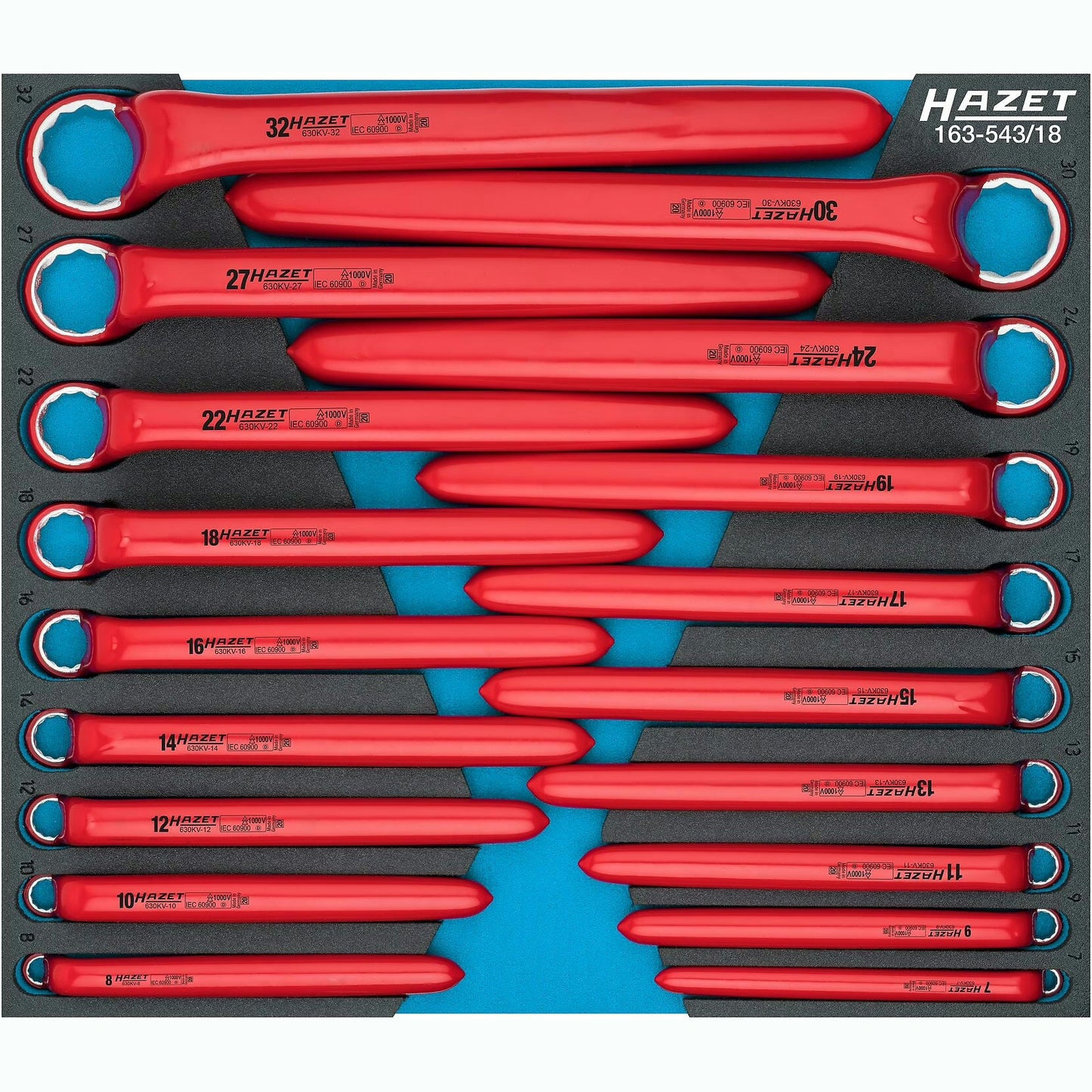 Hazet 163-543/18 Box-end wrench set ∙ with protective insulation