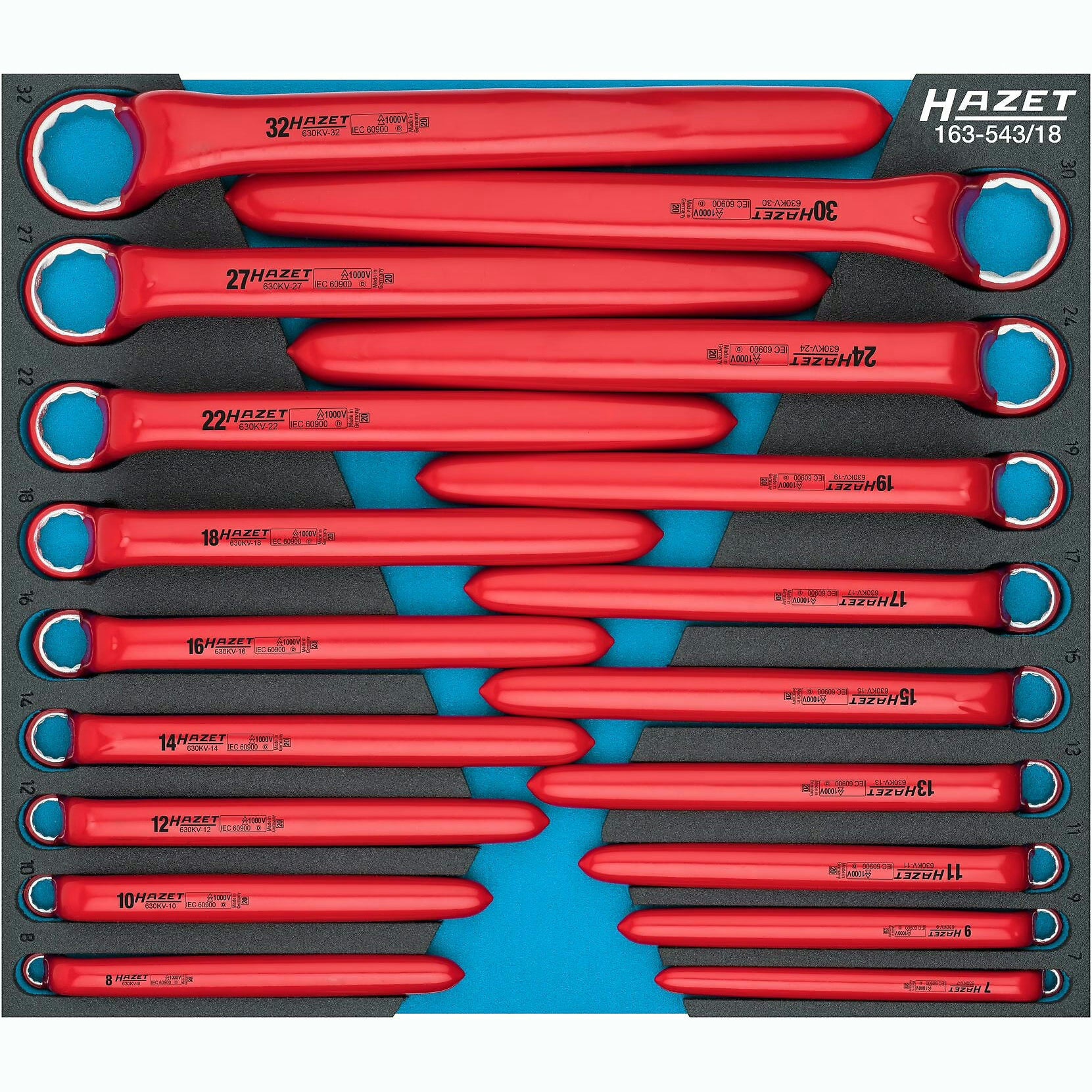 Hazet 163-543/18 Box-end wrench set ∙ with protective insulation