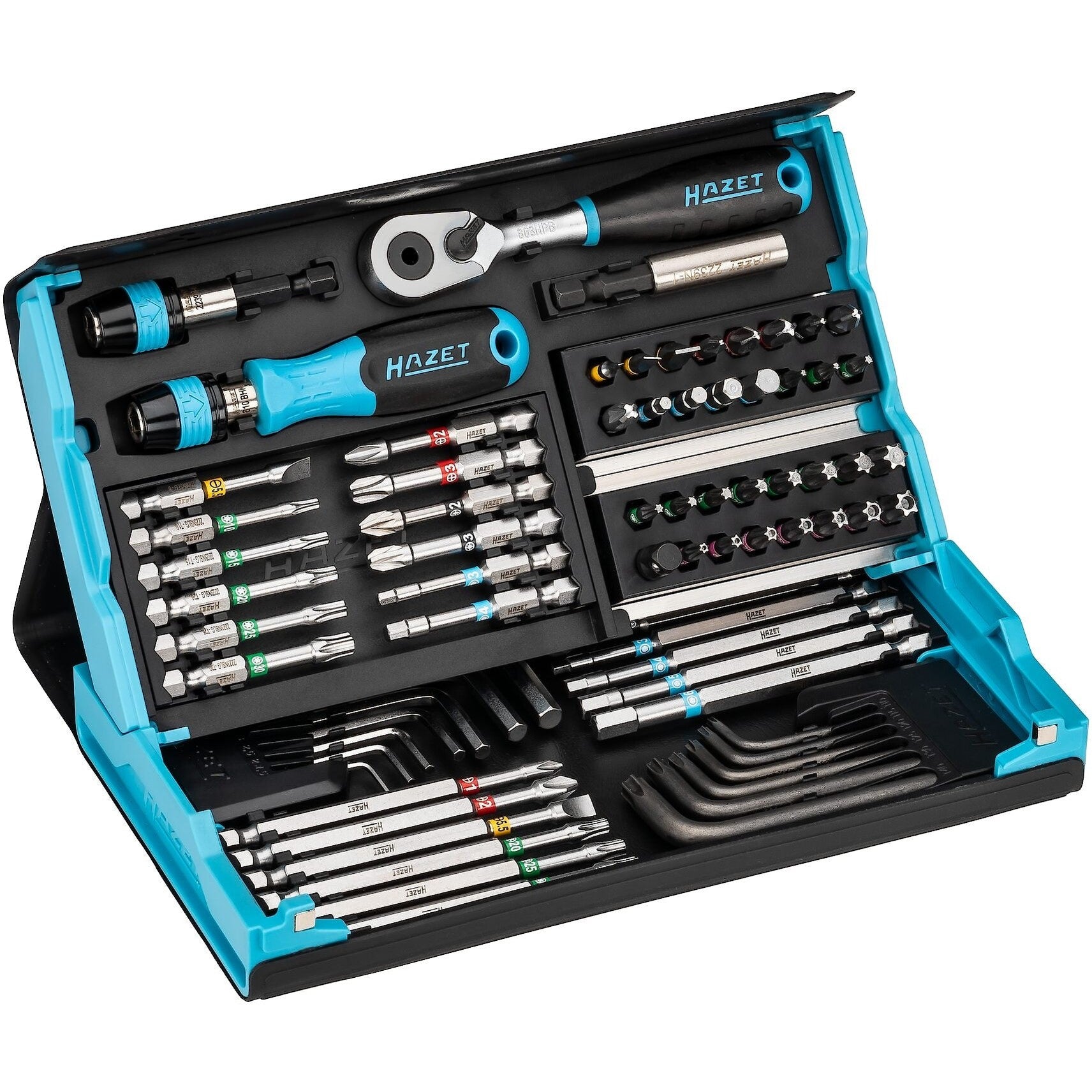 Hazet 2200SC-31 SmartCase Bit Set with Ratchet, 1/4" Drive, 73 Pieces