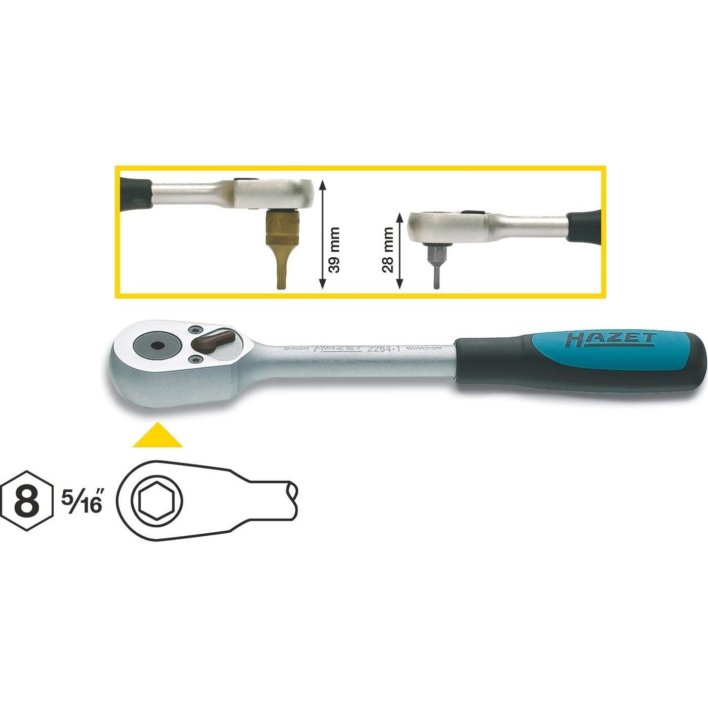 Hazet 2264-1 - Reversible Ratchet For Bits