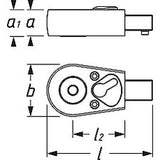 Hazet 6408-1 Insert Reversible Ratchet for Bits 9x12mm 5/16" Hex Output