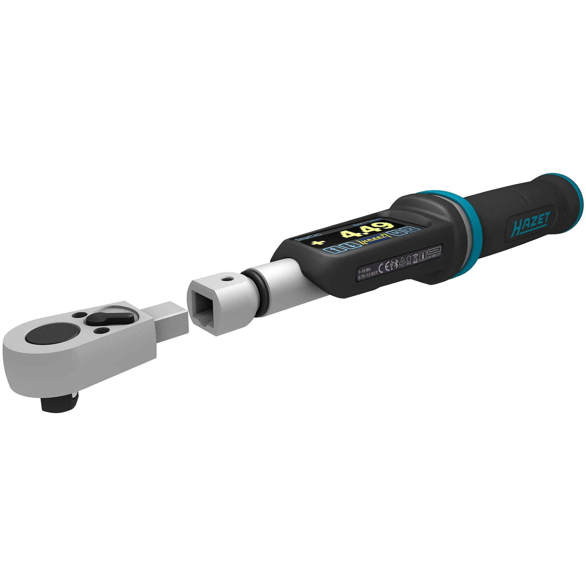Hazet 7280-2STAC 9 x 12 mm ∙ 1⁄4″ Electronic torque wrench with built-in angle gauge ∙ 1 – 10 Nm ∙ 0.75 – 7.5 lbf.ft ∙ ±2%