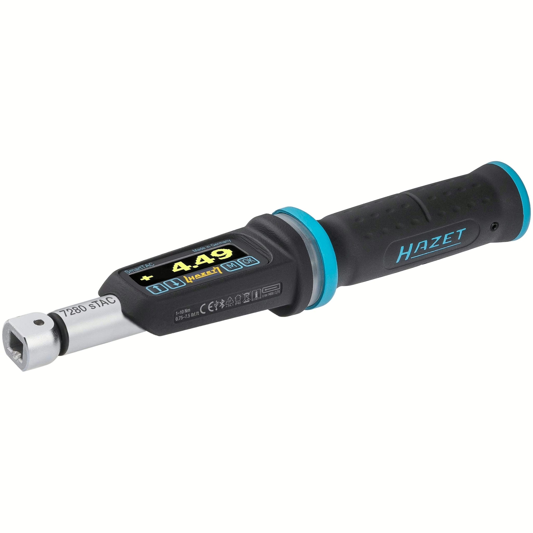 Hazet 7280-2STAC 9 x 12 mm ∙ 1⁄4″ Electronic torque wrench with built-in angle gauge ∙ 1 – 10 Nm ∙ 0.75 – 7.5 lbf.ft ∙ ±2%