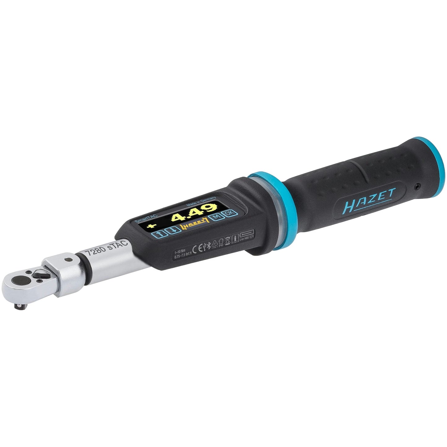 Hazet 7280-2STAC 9 x 12 mm ∙ 1⁄4″ Electronic torque wrench with built-in angle gauge ∙ 1 – 10 Nm ∙ 0.75 – 7.5 lbf.ft ∙ ±2%