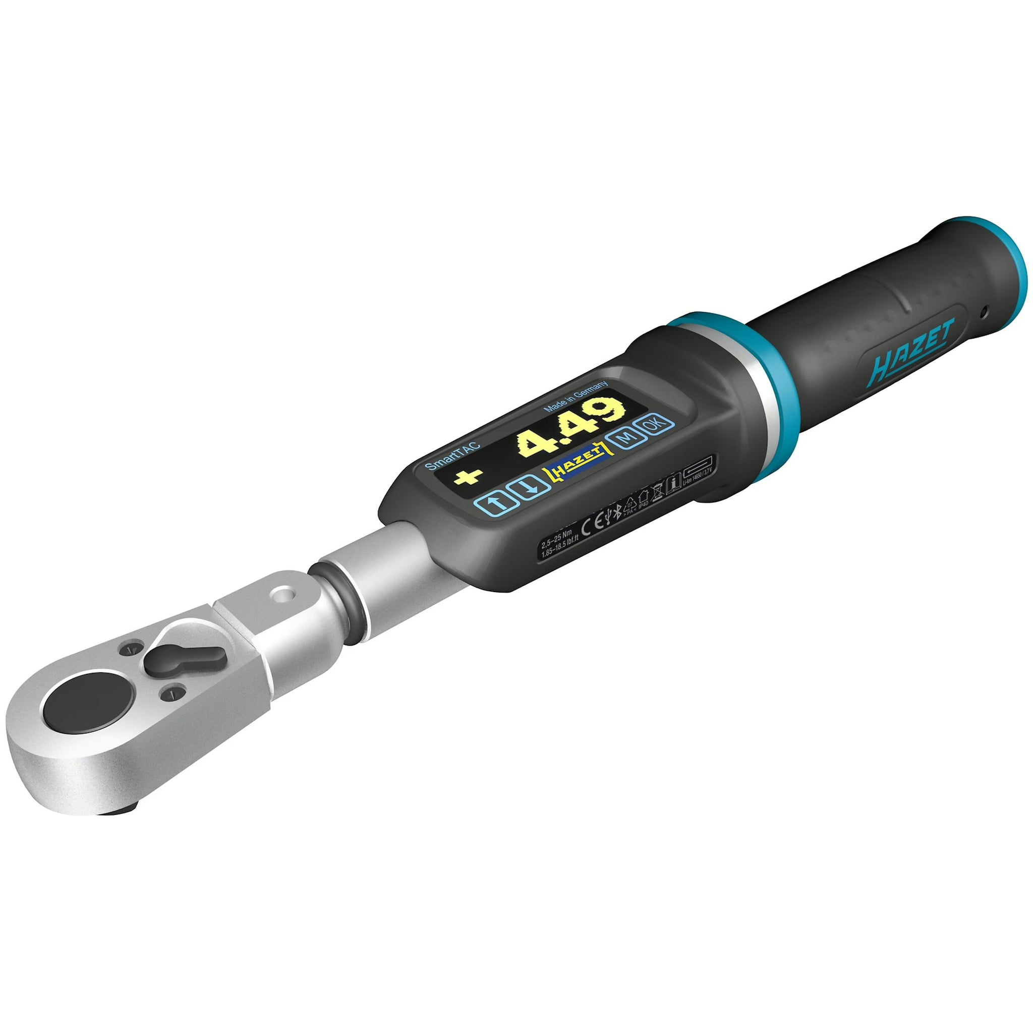 Hazet 7281-2STAC 9 x 12 mm ∙ 1⁄4″ Electronic torque wrench with built-in angle gauge ∙ 2.5 – 25 Nm ∙ 1.85 – 18.5 lbf.ft ∙ ±2%