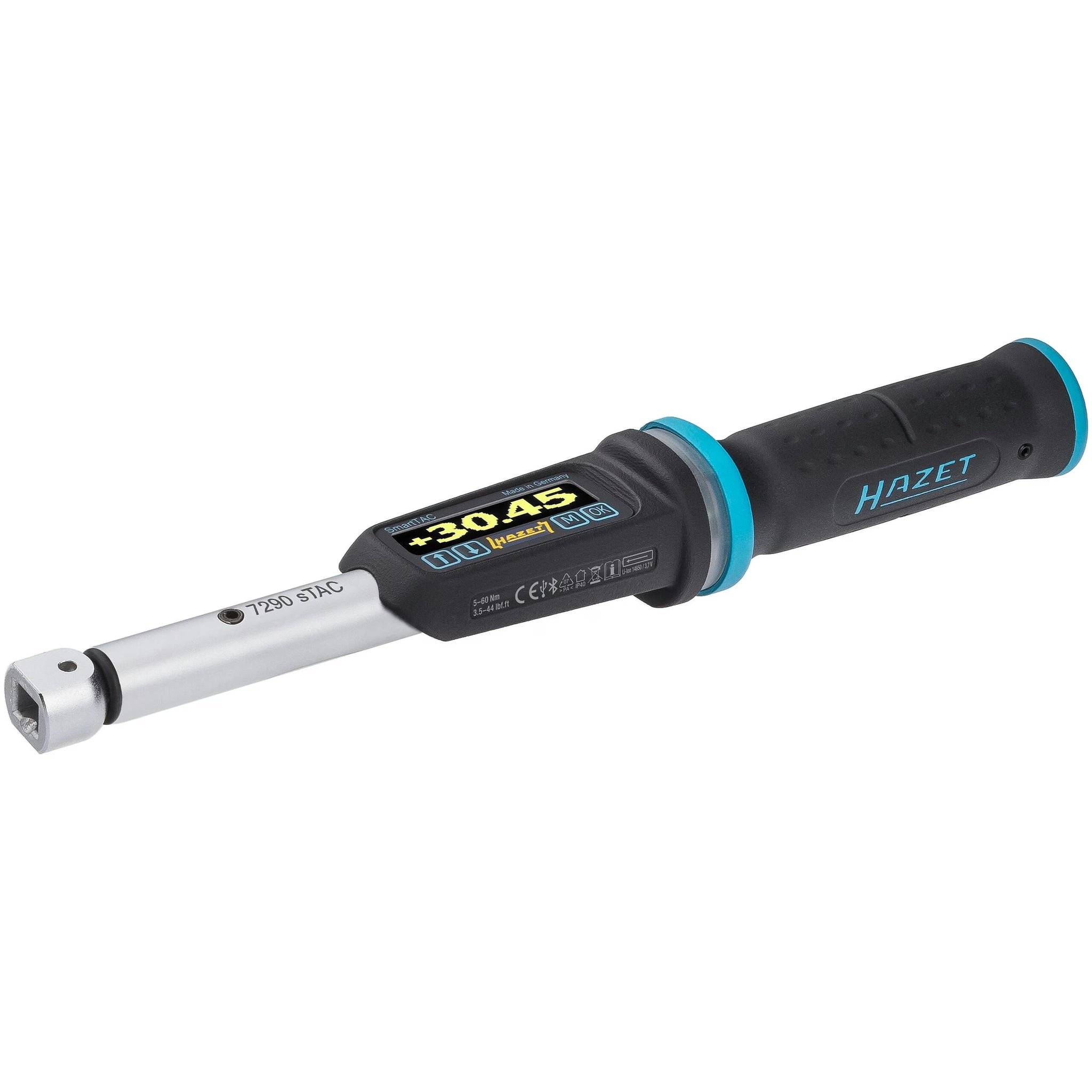 Hazet 7290-2STAC 9 x 12 mm ∙ 3⁄8″ Electronic torque wrench with built-in angle gauge ∙ 5 – 60 Nm ∙ 3.5 – 44 lbf.ft ∙ ±1%