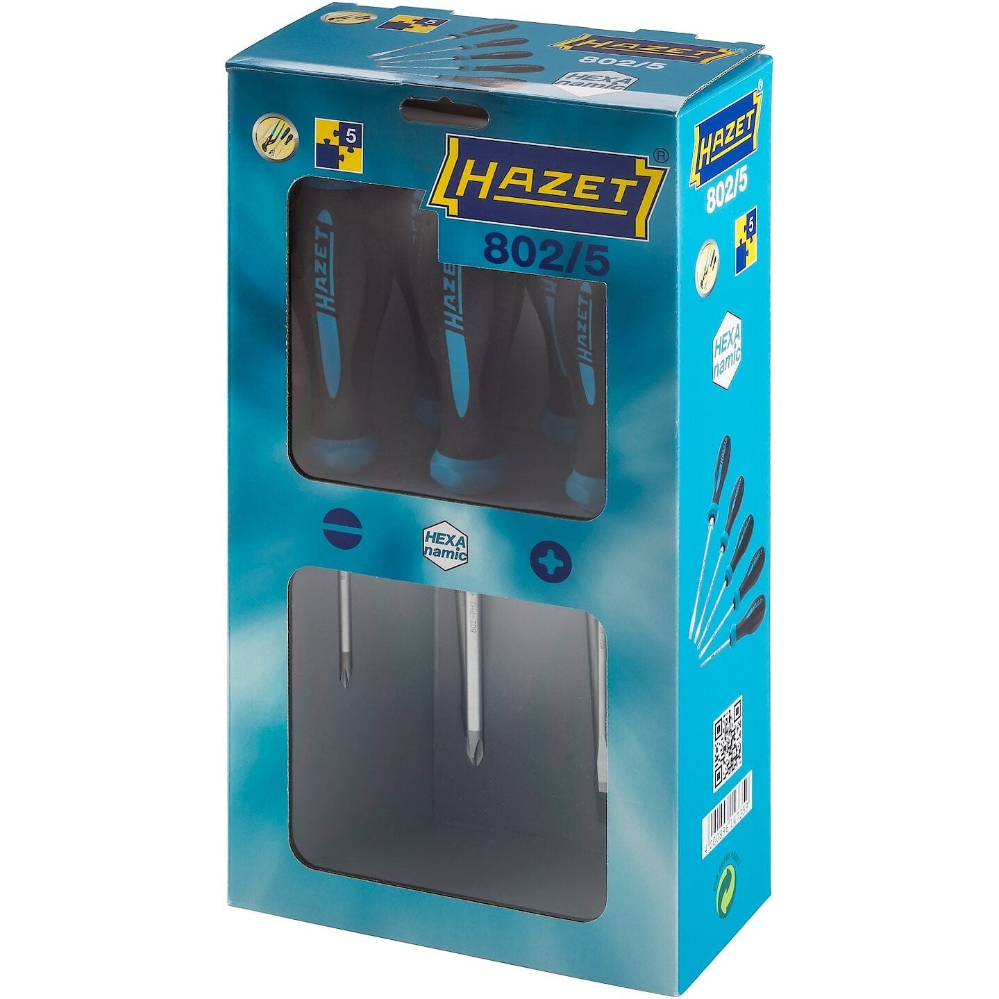 Hazet 802/5 5 Pc Hexanamic Premium Screwdriver Set - Slotted and Phillips