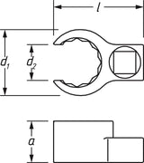 Hazet 848Z-32 1⁄2″ Box-end wrench ∙ open ∙ 12-point outer profile ∙ 32 mm