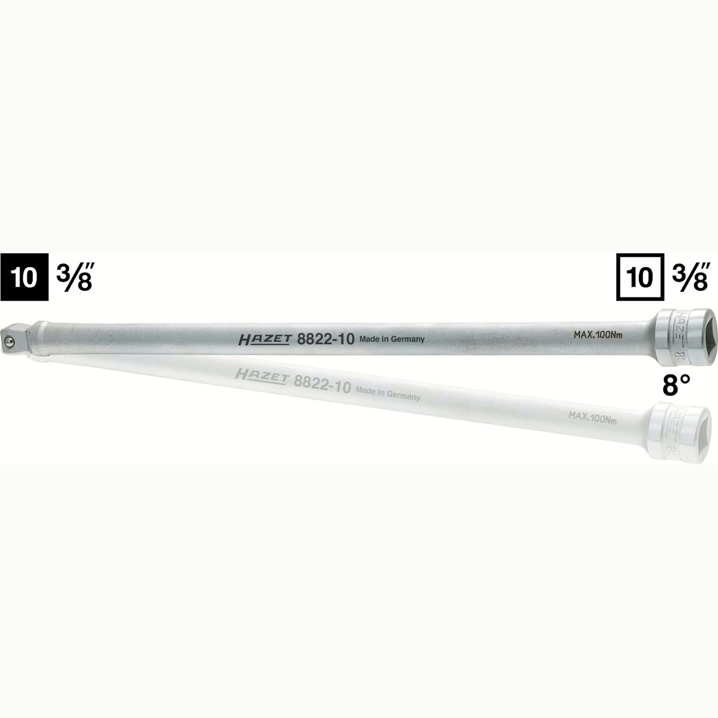 Hazet 8822-10 3⁄8″→3⁄8″ Wobble extension ∙ Length: 254 mm