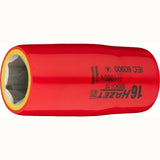 Hazet 900KV-16 1⁄2″ Socket ∙ with protective insulation ∙ Outside hexagon traction profile ∙ 16 mm