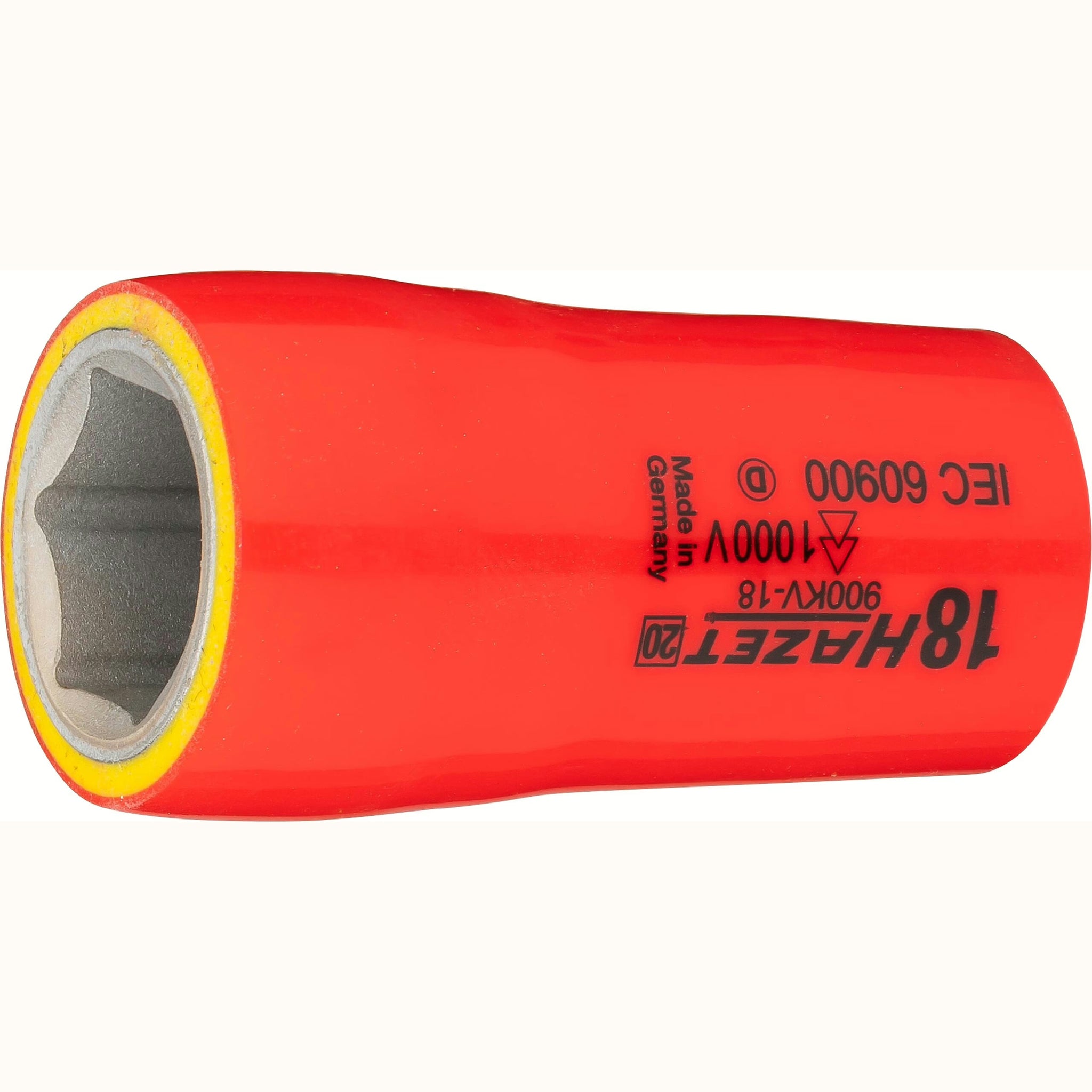 Hazet 900KV-18 1⁄2″ Socket ∙ with protective insulation ∙ Outside hexagon traction profile ∙ 18 mm