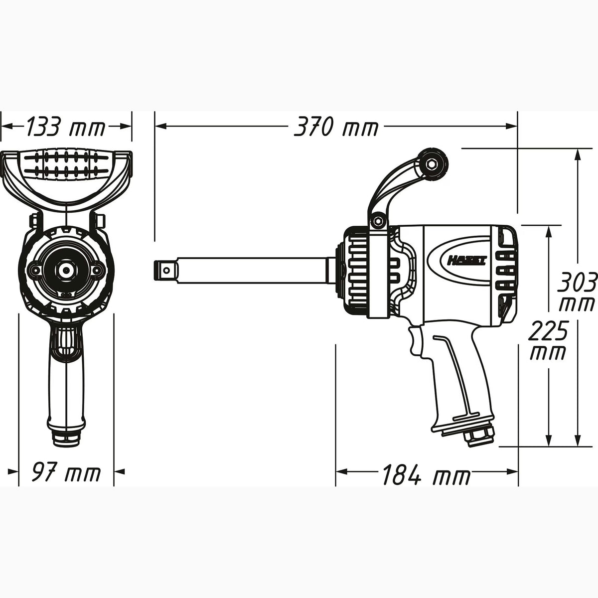 Hazet 9013LGTT 3⁄4″ Twin Turbo impact wrench ∙ long spindle ∙ 3800 Nm