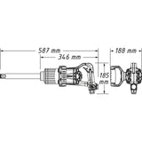 Hazet 9014P-1 1″ Impact wrench ∙ long spindle ∙ 3400 Nm