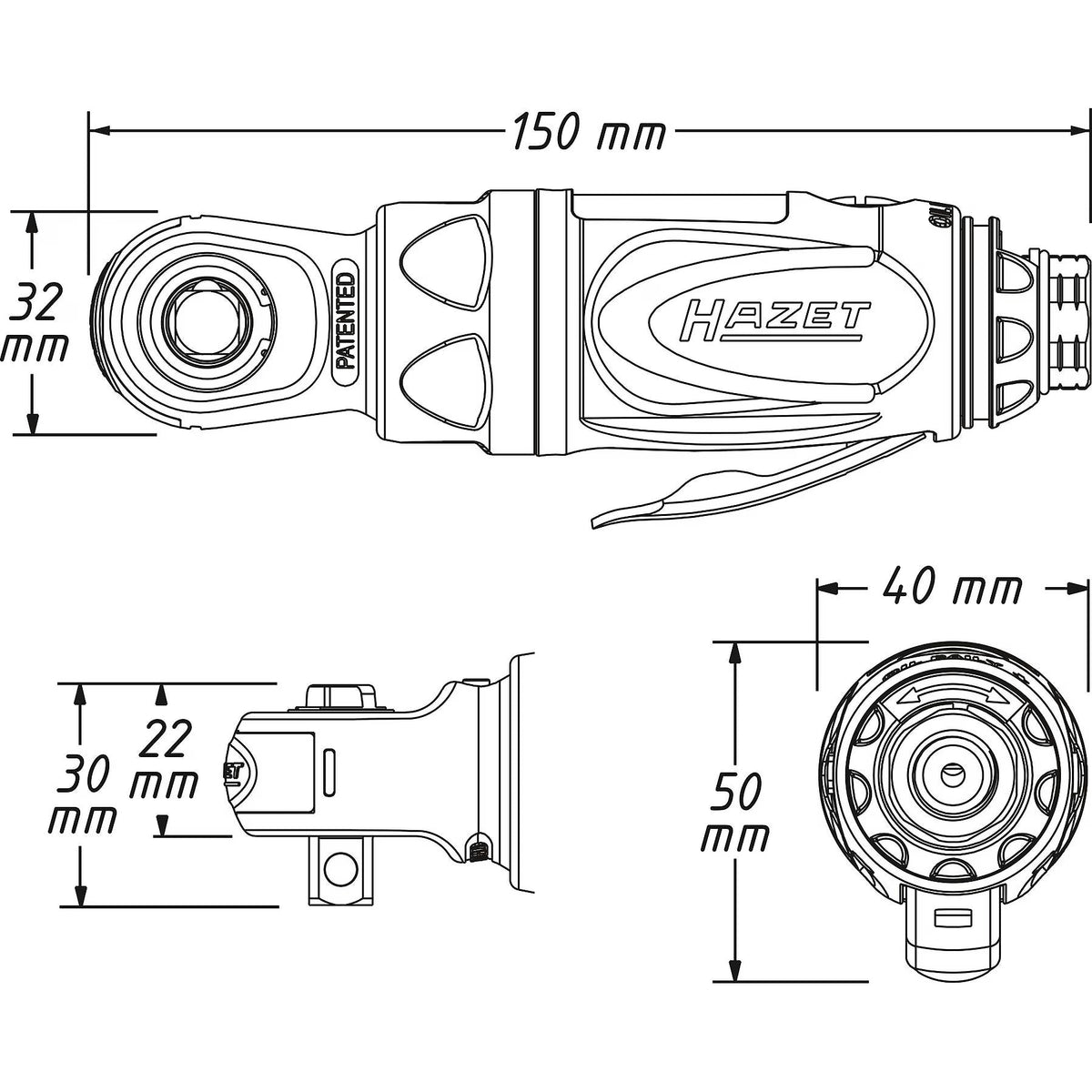Hazet 9021P-2 3⁄8″ Mini air ratchet