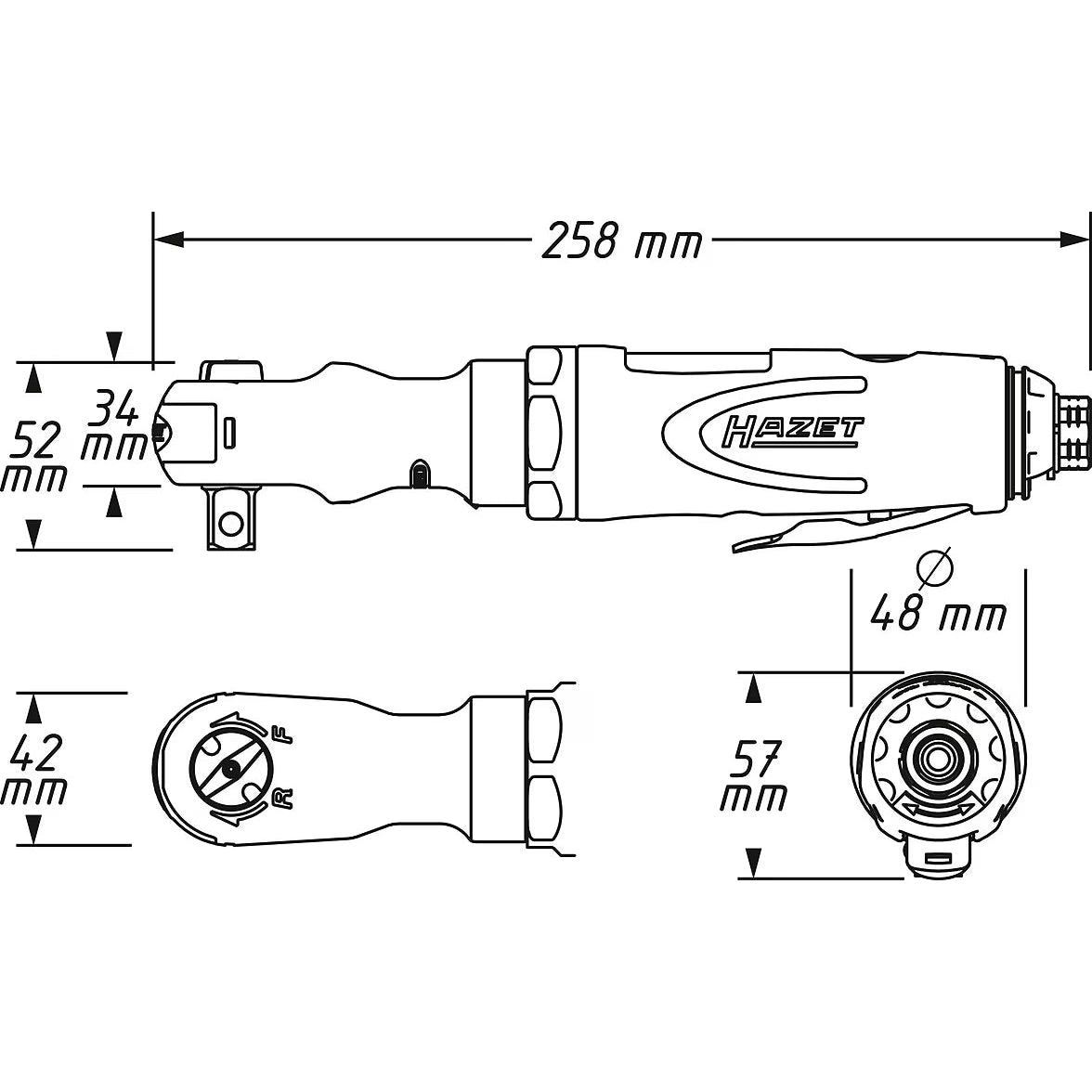 Hazet 9022P-2 1⁄2″ Air ratchet
