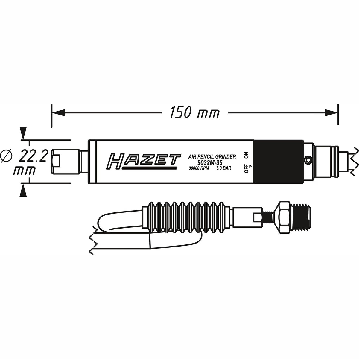 Hazet 9032M-36 Mini die grinder