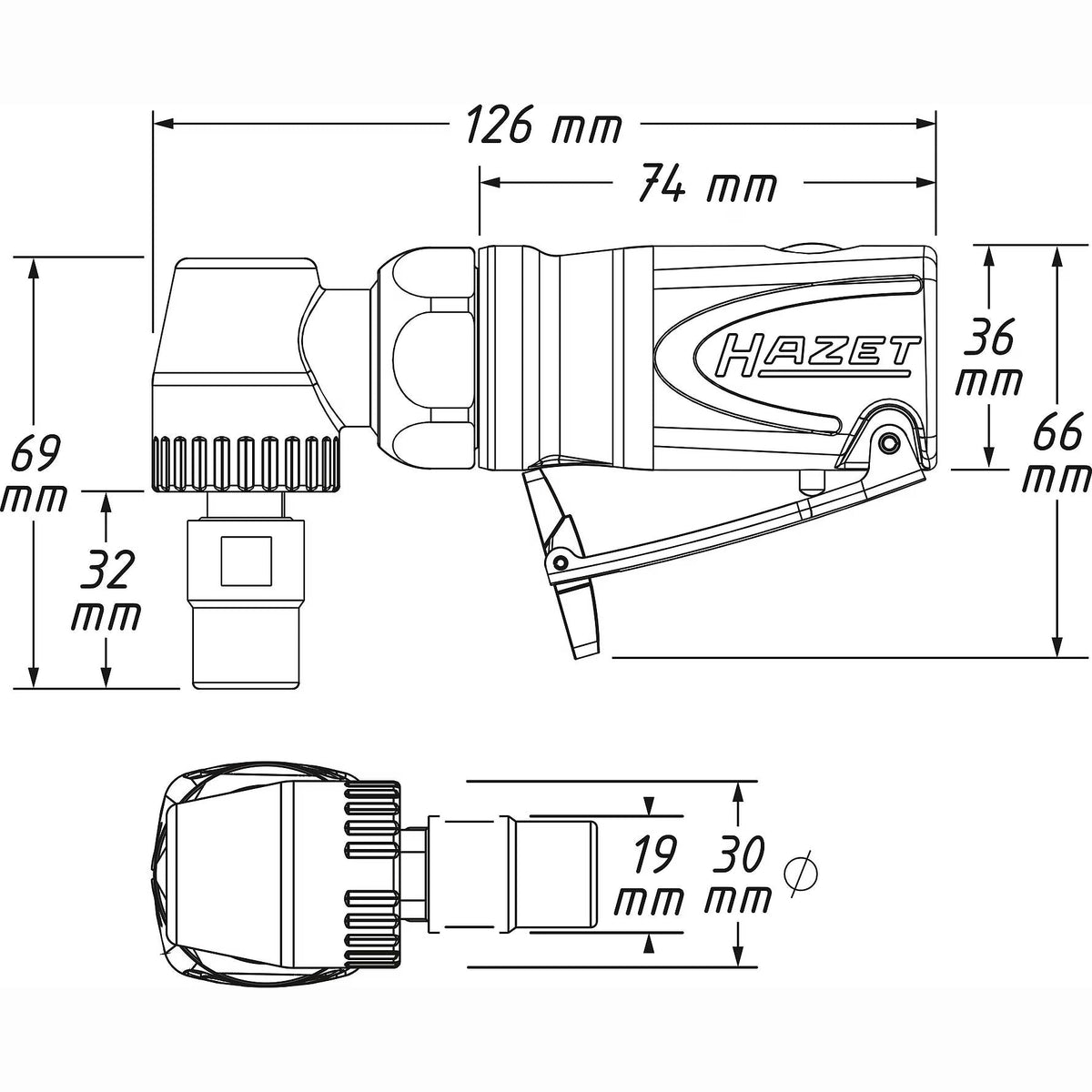 Hazet 9032M-5 Mini die grinder ∙ angled