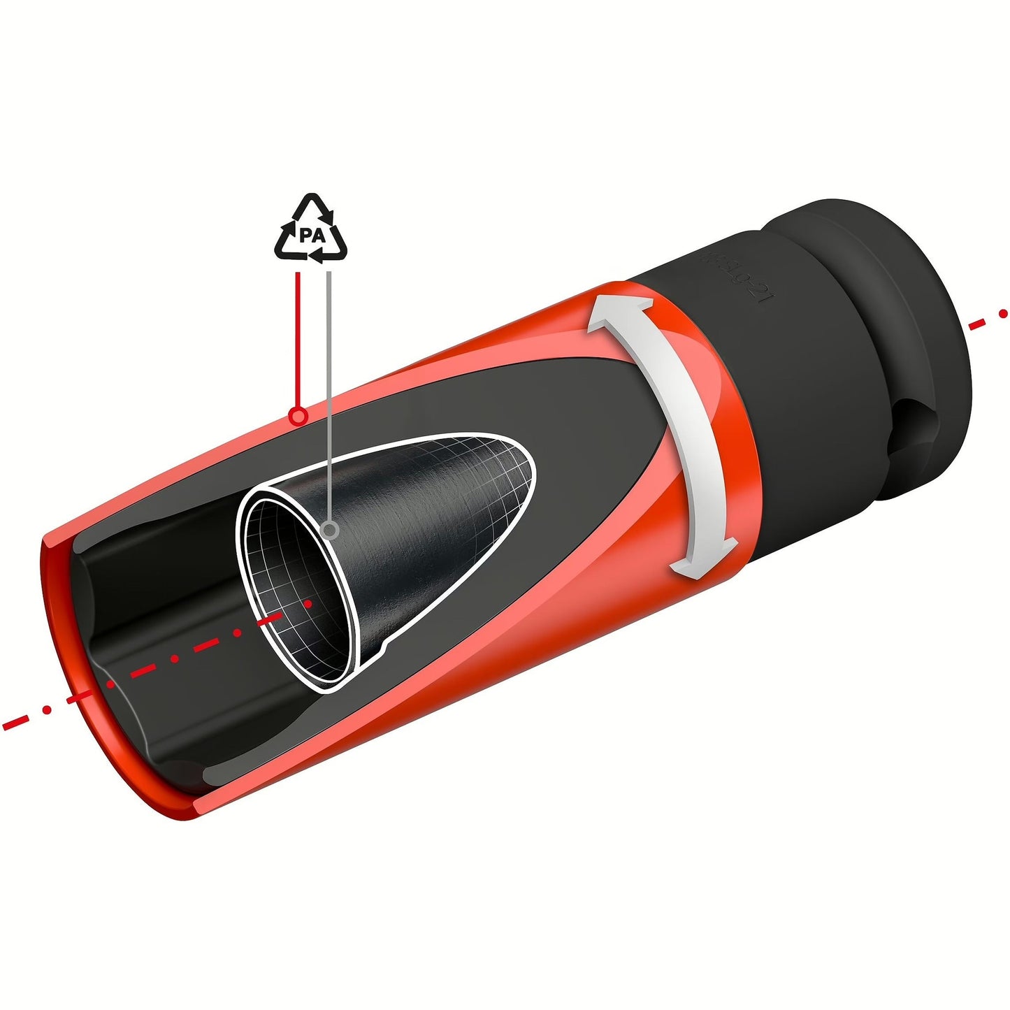 Hazet 903SLG-21 1⁄2″ Impact socket Outside hexagon traction profile 21 mm