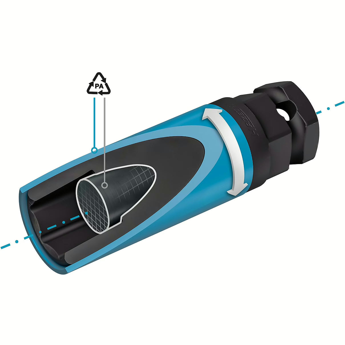 Hazet 903SLG6-17 1⁄2″ ∙ 24 mm outside hexagon Impact socket ∙ Outside hexagon traction profile ∙ 17 mm