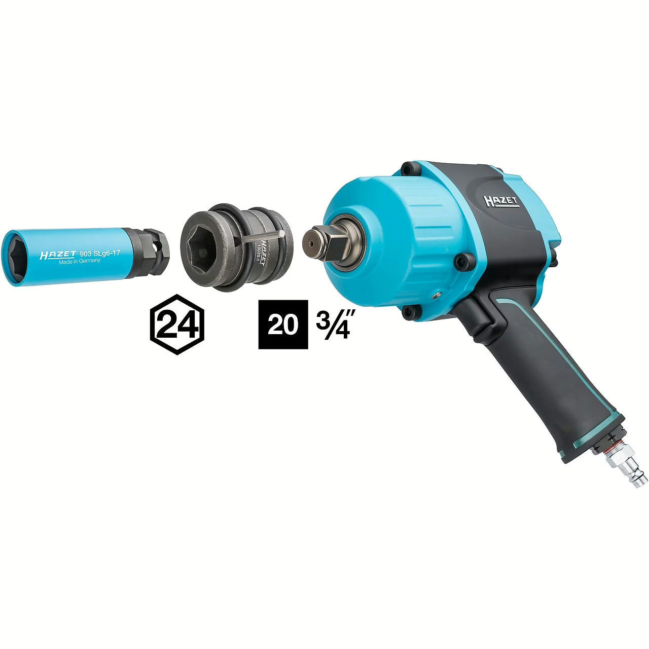 Hazet 903SLG6-17 1⁄2″ ∙ 24 mm outside hexagon Impact socket ∙ Outside hexagon traction profile ∙ 17 mm